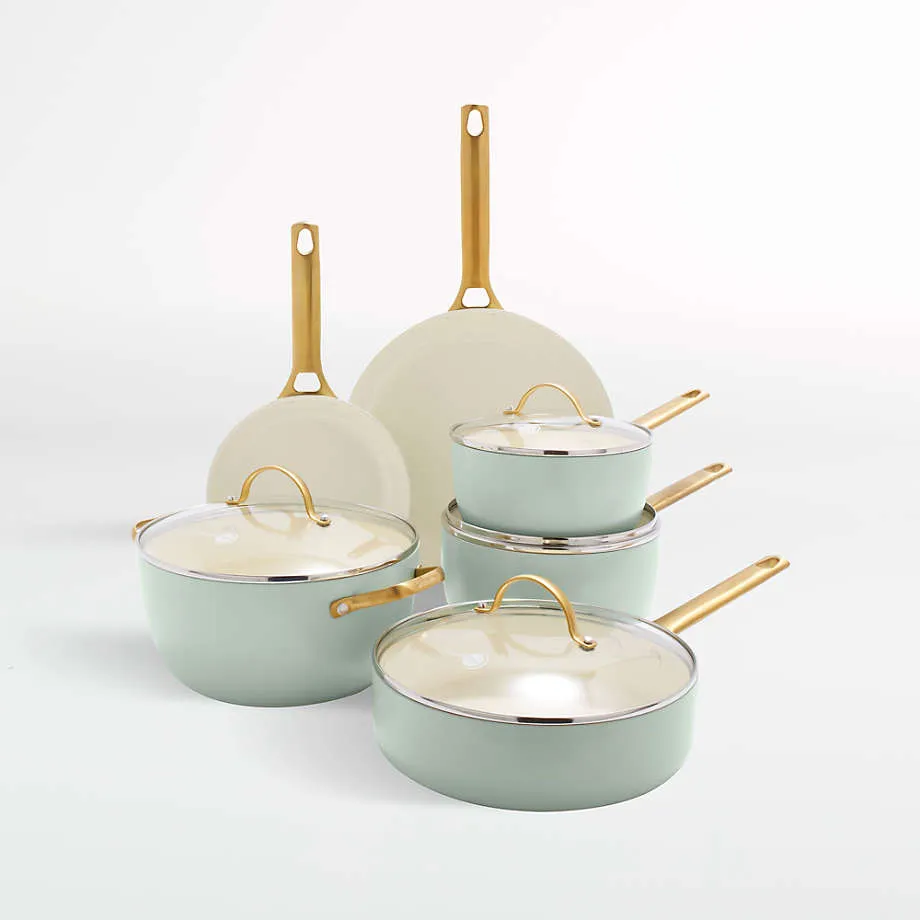 7-Piece Silt Green Non-Stick Ceramic Cookware