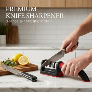 Ergonomic Handle 3 in 1 Knife Sharpener
