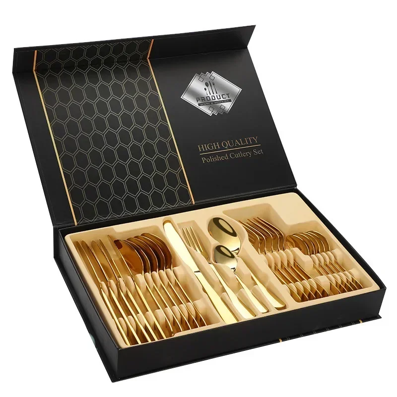 Golden Tableware Set Light Luxury Stainless Steel